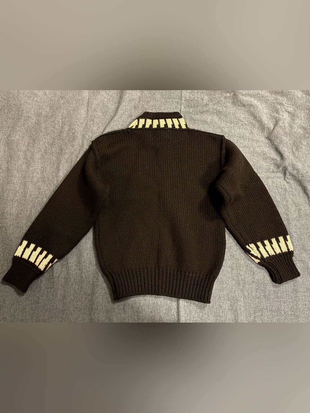 Esprit Sport Vintage 100% Wool Chunky Black White Piano Turtleneck Sweater - Picture 3 of 7